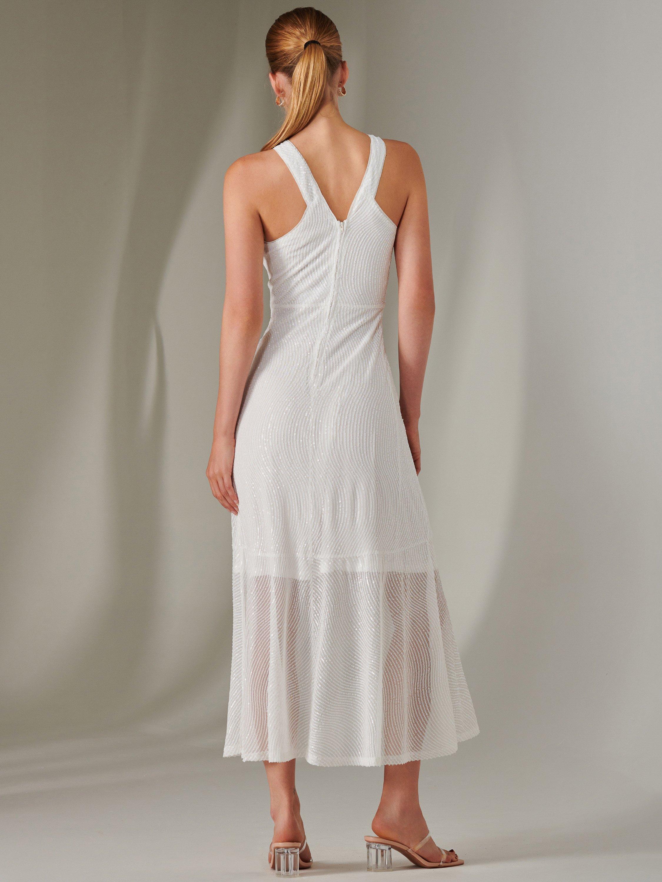 Product image 2 of 7, which shows Jolie Moi Cross Neck Frill Hem Maxi Dress, White, 8