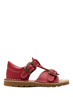 Clarks Kids' Playsun Reef Sandals, Red Leather