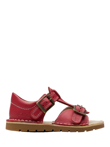 Clarks Kids' Playsun Reef Sandals, Red Leather