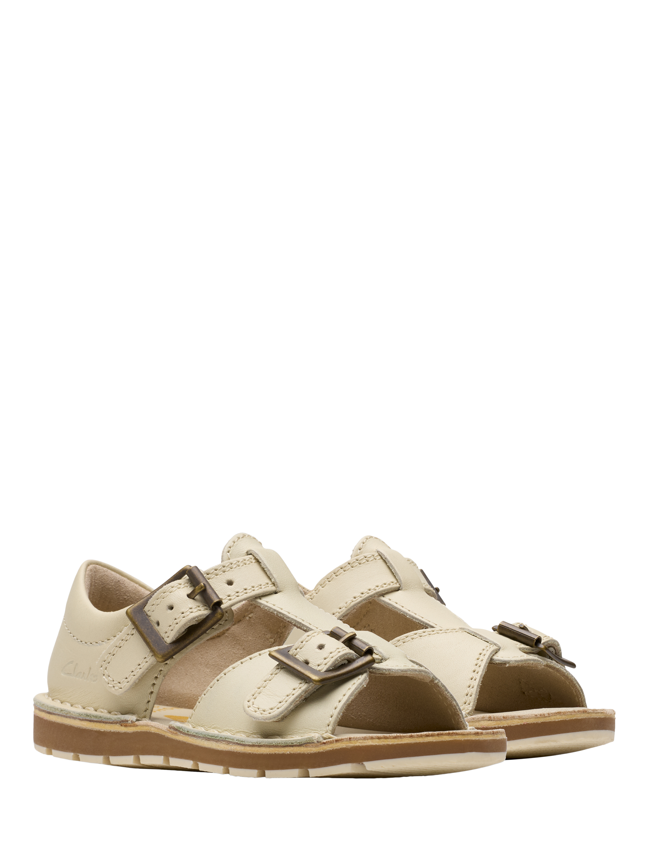 Product image 4 of 7, which shows Clarks Kids' Playsun Reef Sandals, White Leather, 4 F Jnr