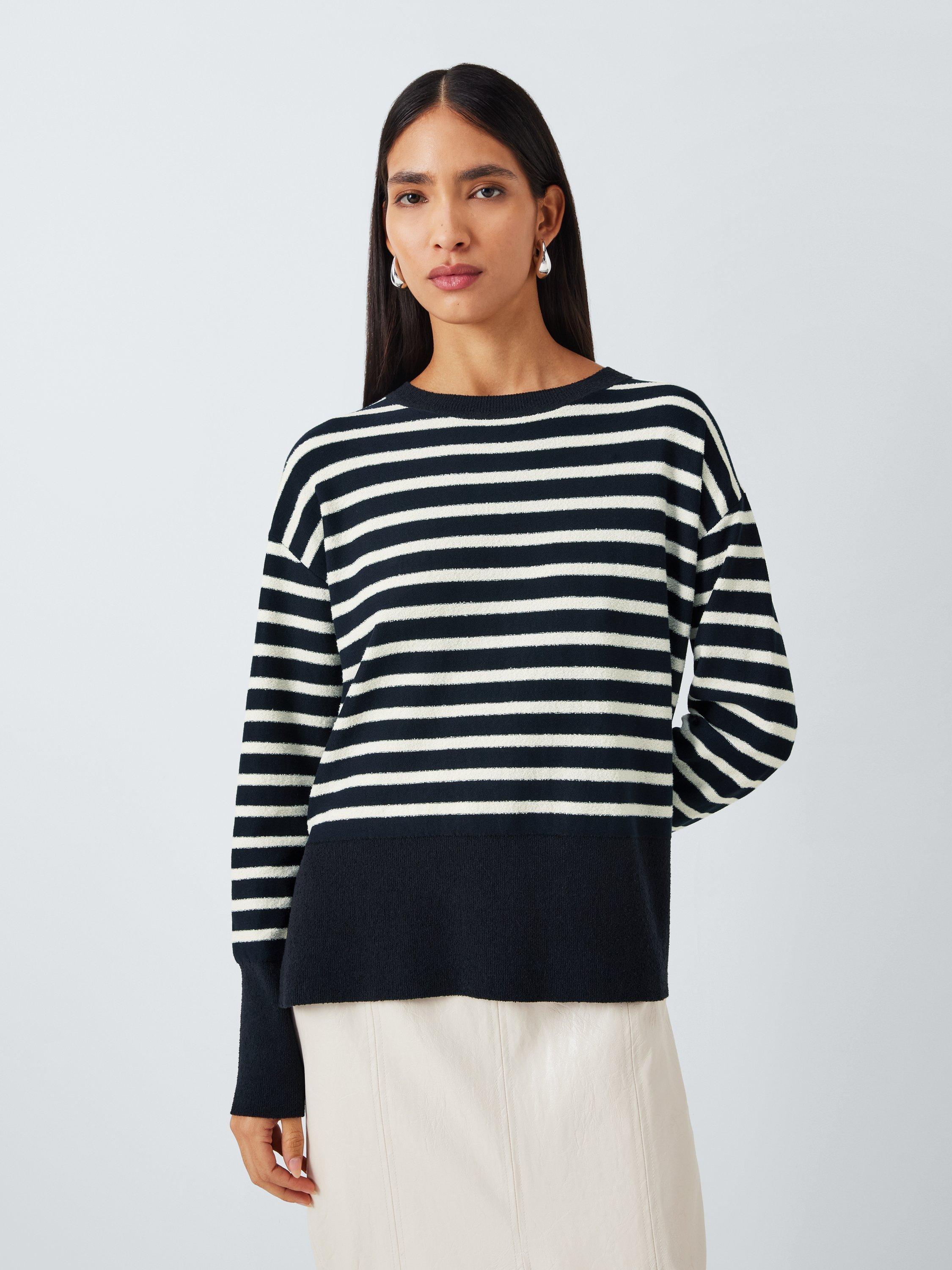 Product image 1 of 6, which shows Marella Latina Stripe Jumper, Navy/White, M