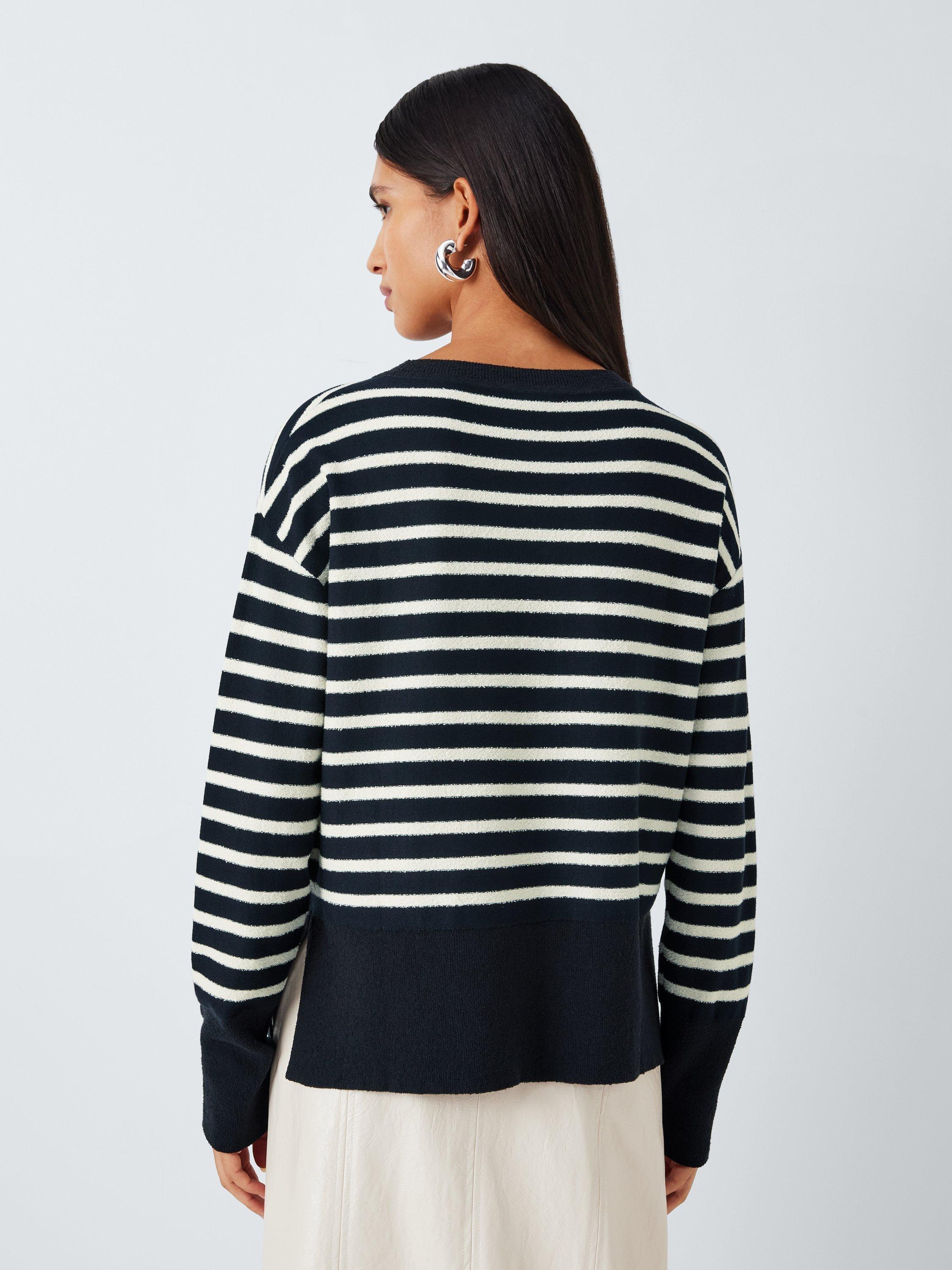 Product image 2 of 6, which shows Marella Latina Stripe Jumper, Navy/White, M