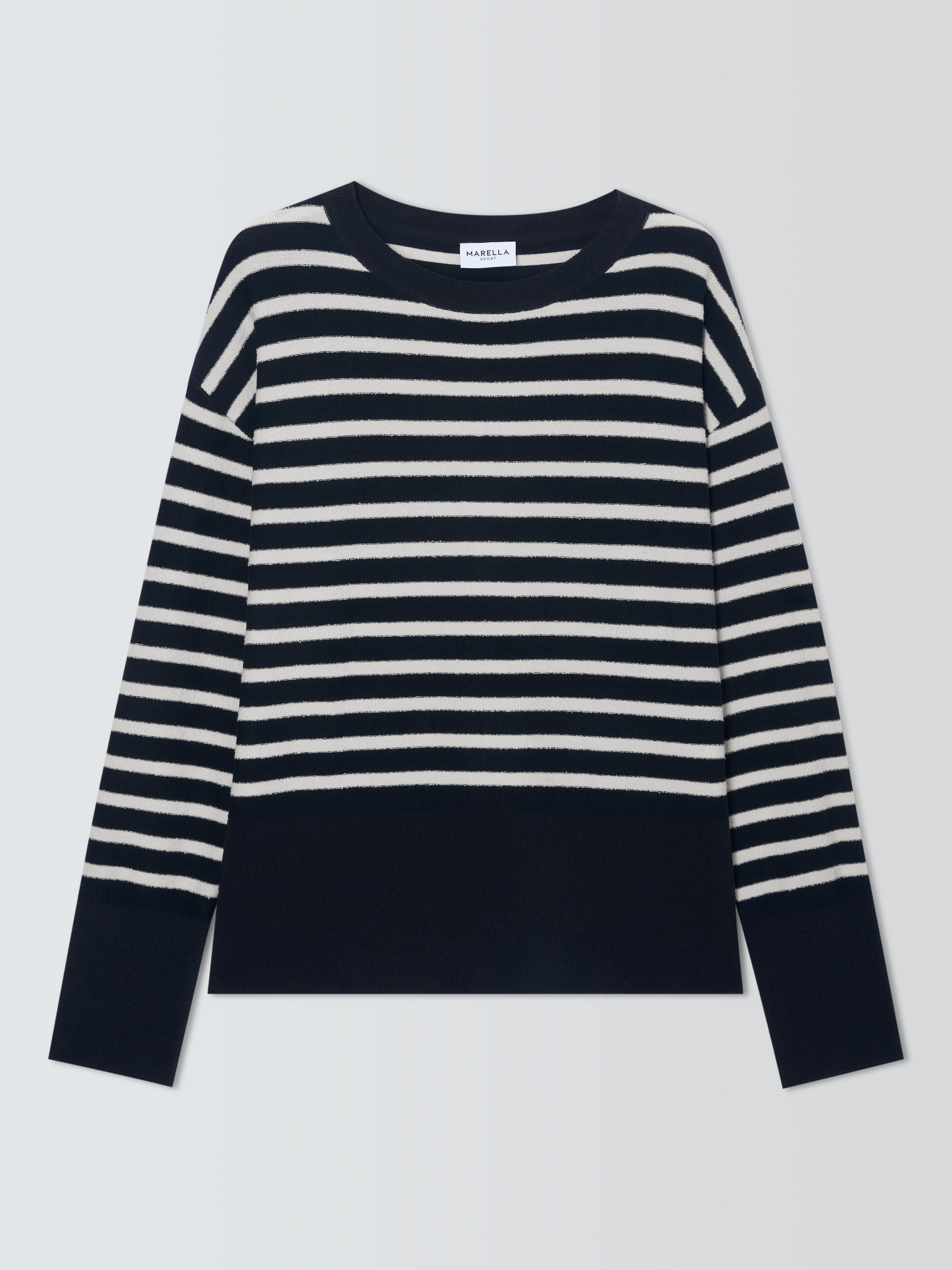 Product image 4 of 6, which shows Marella Latina Stripe Jumper, Navy/White, M
