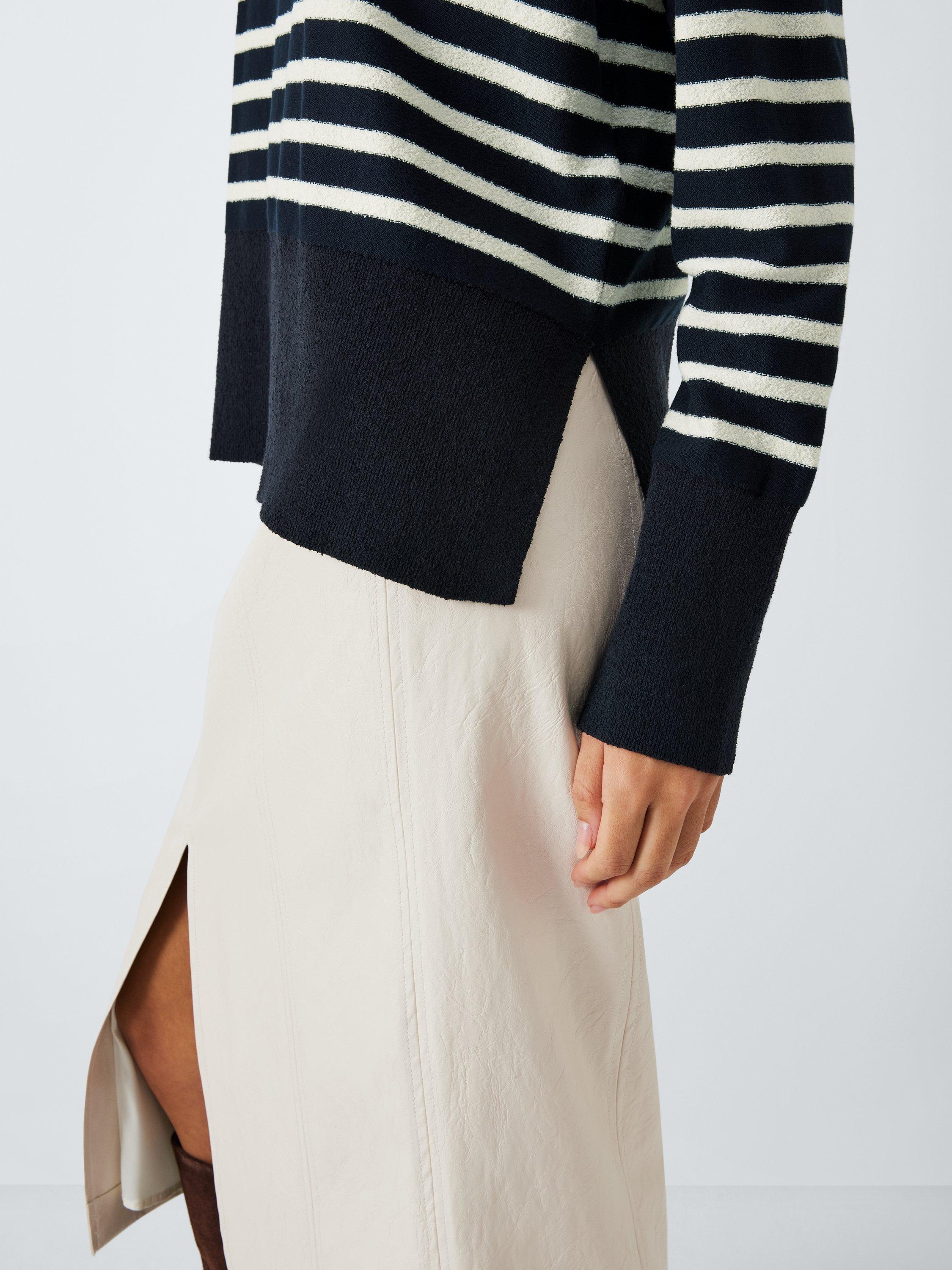 Product image 5 of 6, which shows Marella Latina Stripe Jumper, Navy/White, M