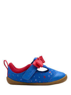 Clarks Baby Roamer Bow T-Bar Shoes, Blue, Blue