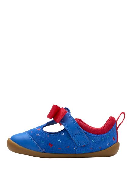 Clarks Baby Roamer Bow T-Bar Shoes, Blue - view 2, Blue