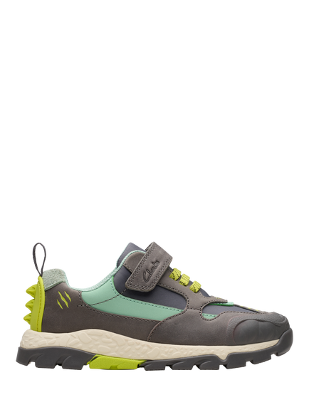 Clarks Kids' Steggy 2 Trainers, Grey/Green, Grey/Green