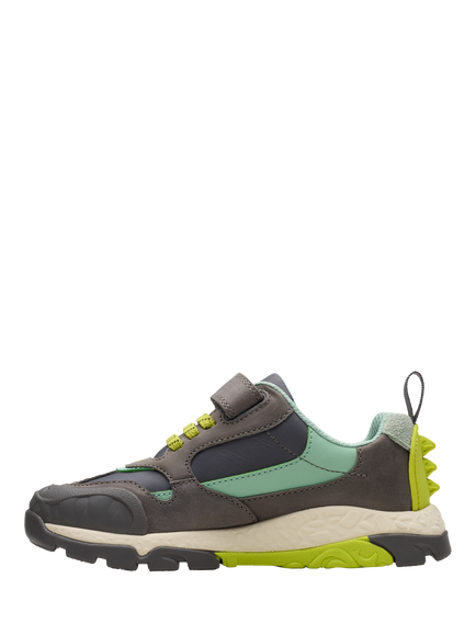 Clarks Kids' Steggy 2 Trainers, Grey/Green - view 2, Grey/Green