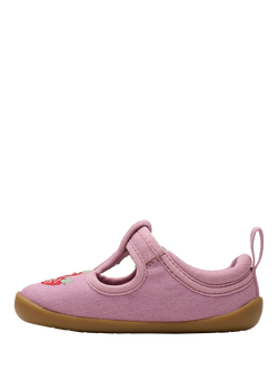 Clarks Baby Roamer Grow T-Bar Pre Walker Shoes, Pink Canvas - view 2, Pink Canvas