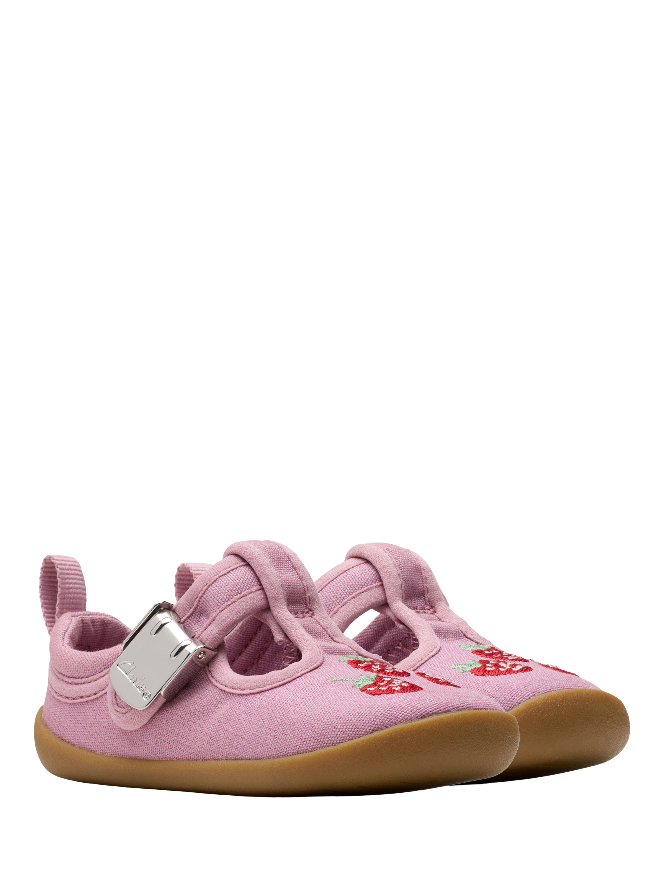 Product image 4 of 7, which shows Clarks Baby Roamer Grow T-Bar Pre Walker Shoes, Pink Canvas, C2F