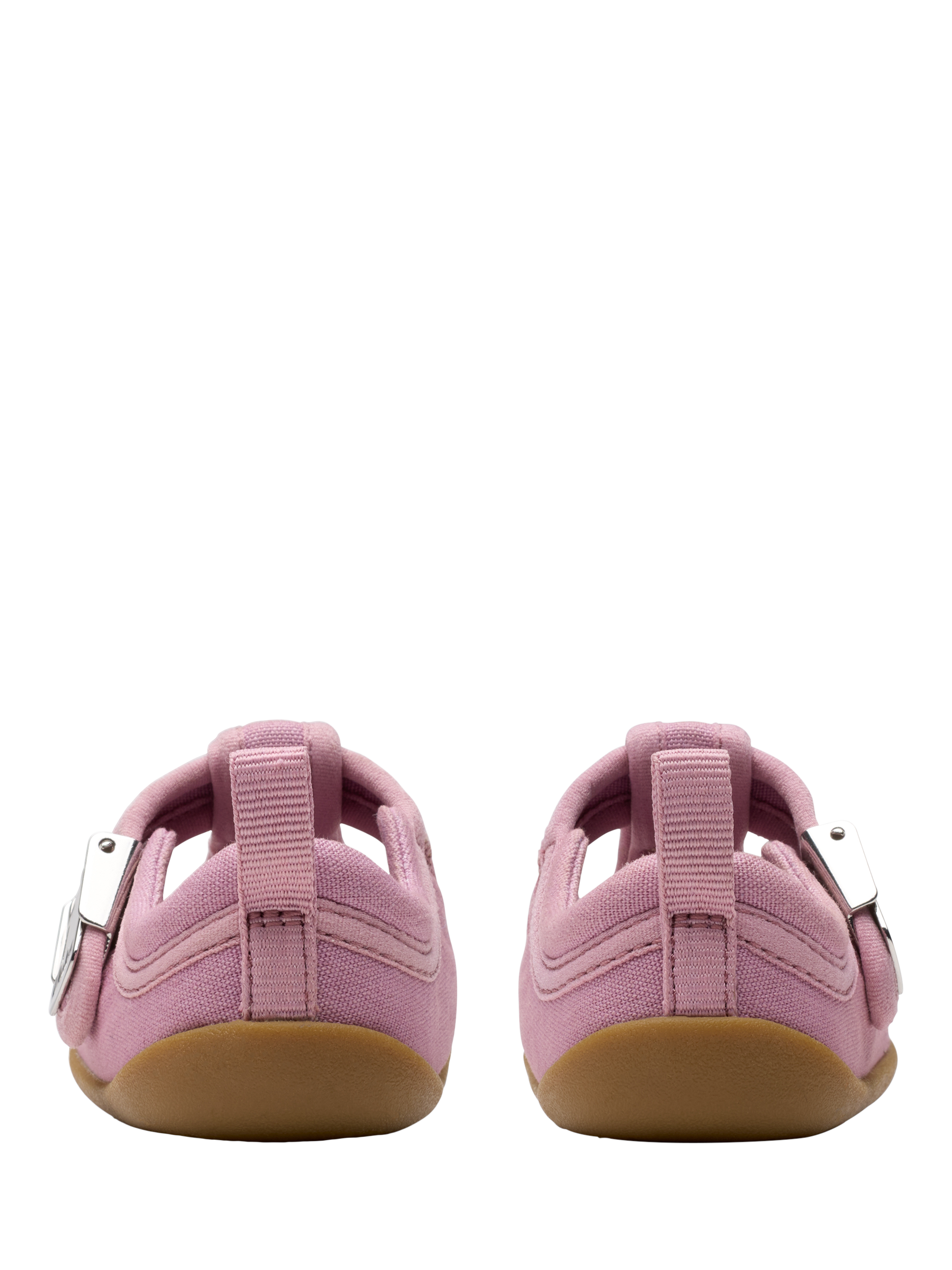 Product image 5 of 7, which shows Clarks Baby Roamer Grow T-Bar Pre Walker Shoes, Pink Canvas, C2F