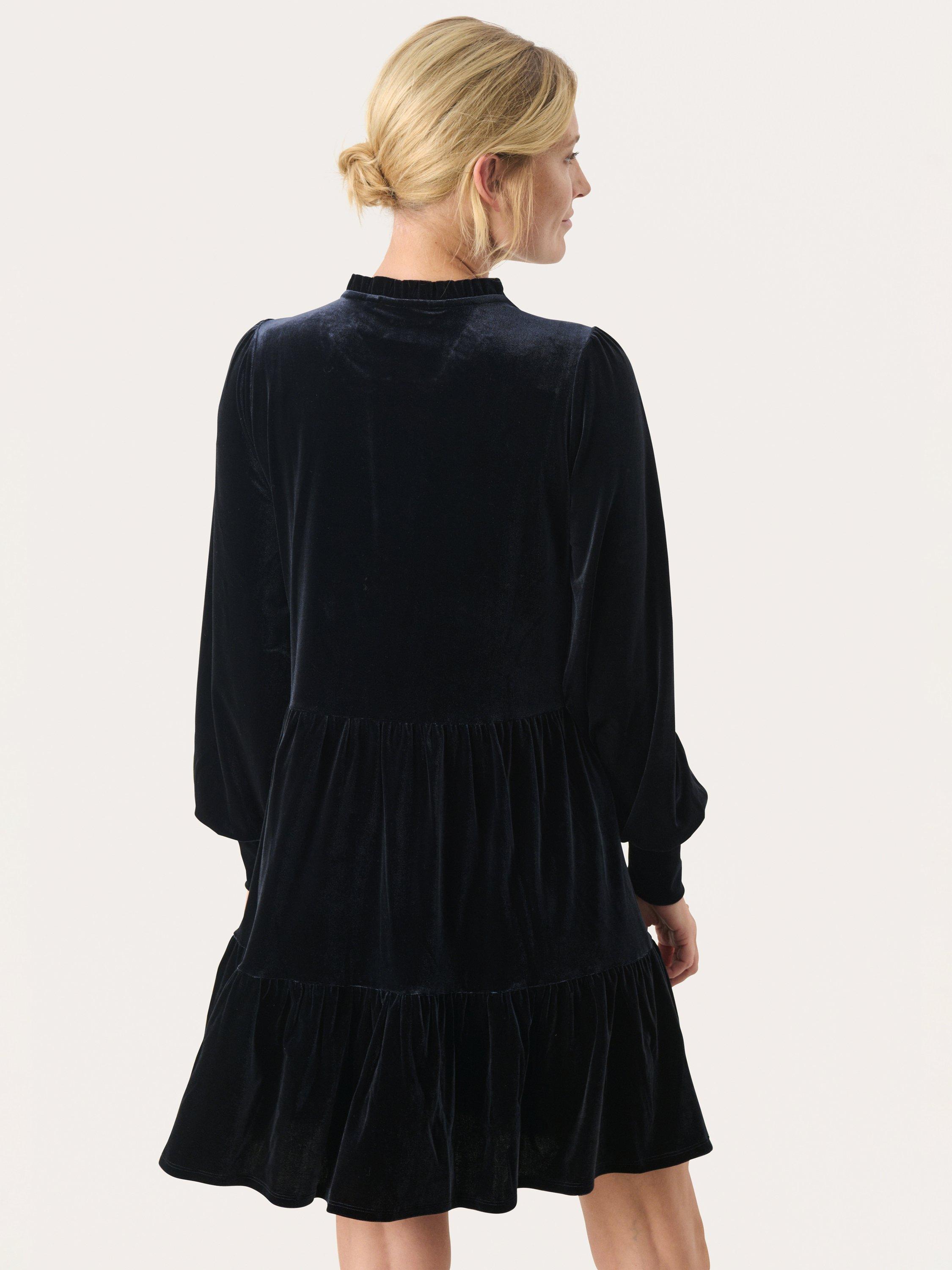 Product image 2 of 6, which shows Part Two Viggase Velvet Dress, Dark Navy, XS