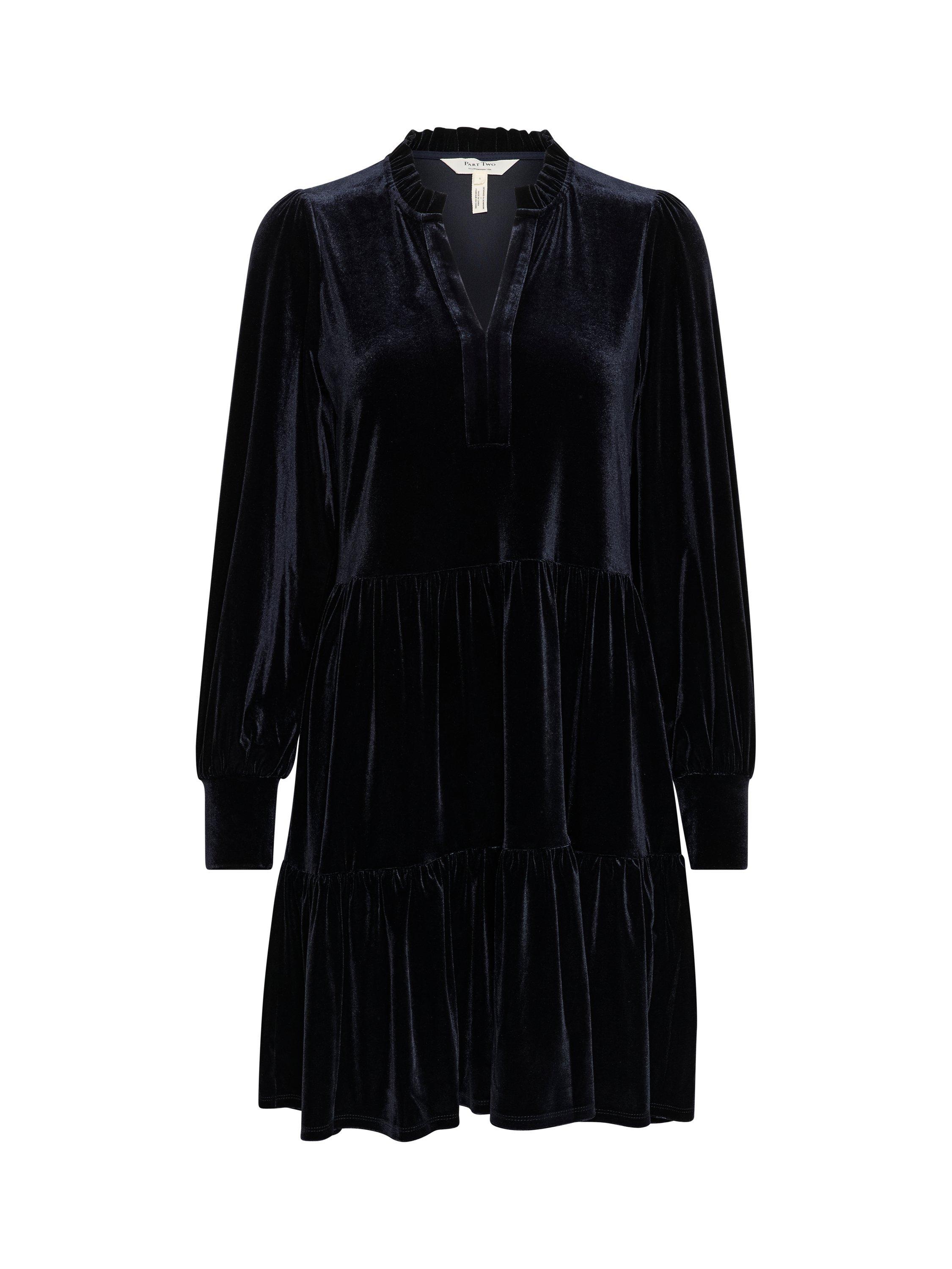 Product image 5 of 6, which shows Part Two Viggase Velvet Dress, Dark Navy, XS