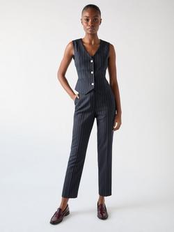 L.K.Bennett Bella Wool Blend Pinstripe Trousers, Navy, Navy