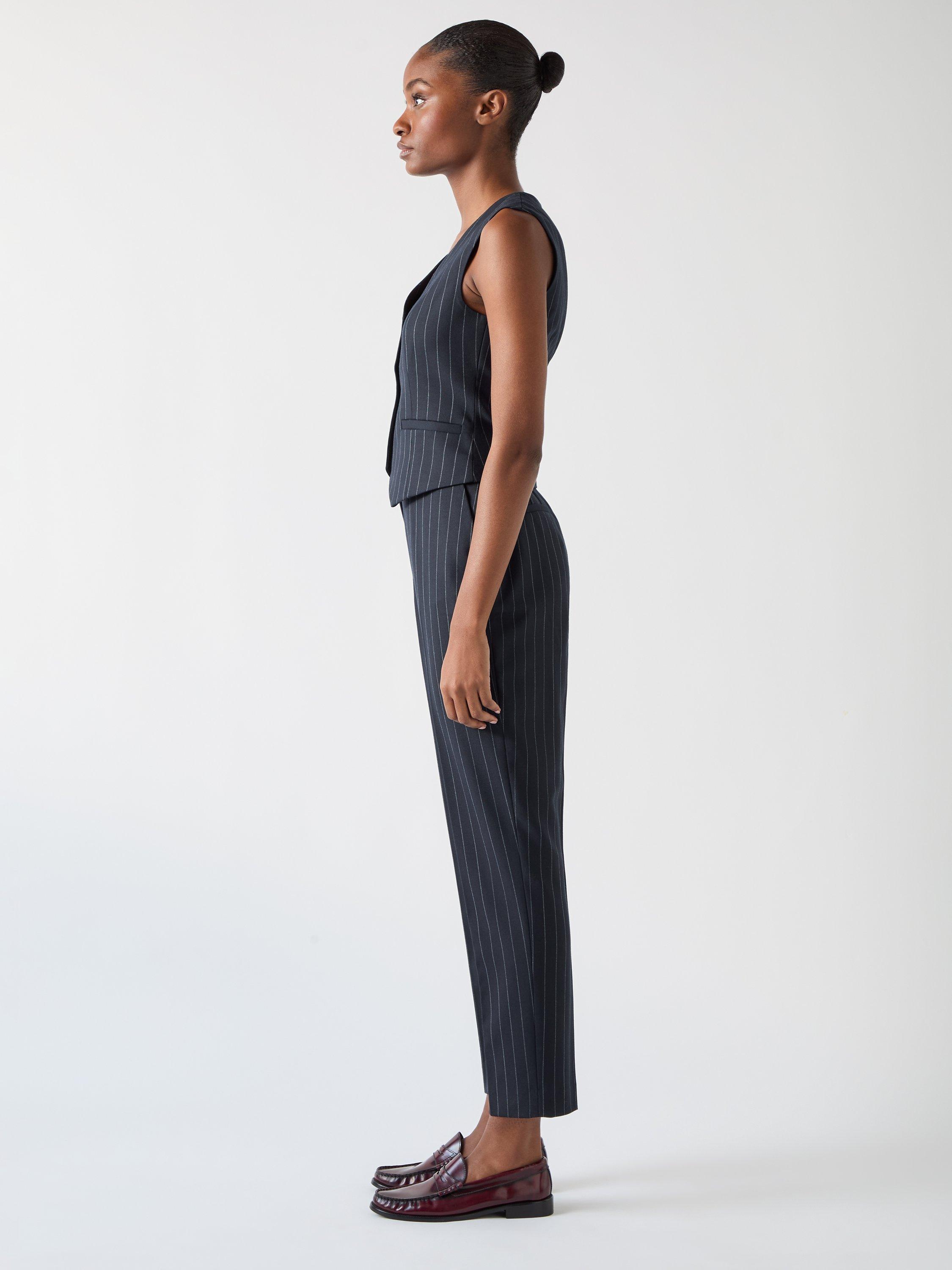 Product image 2 of 4, which shows L.K.Bennett Bella Wool Blend Pinstripe Trousers, Navy, 6