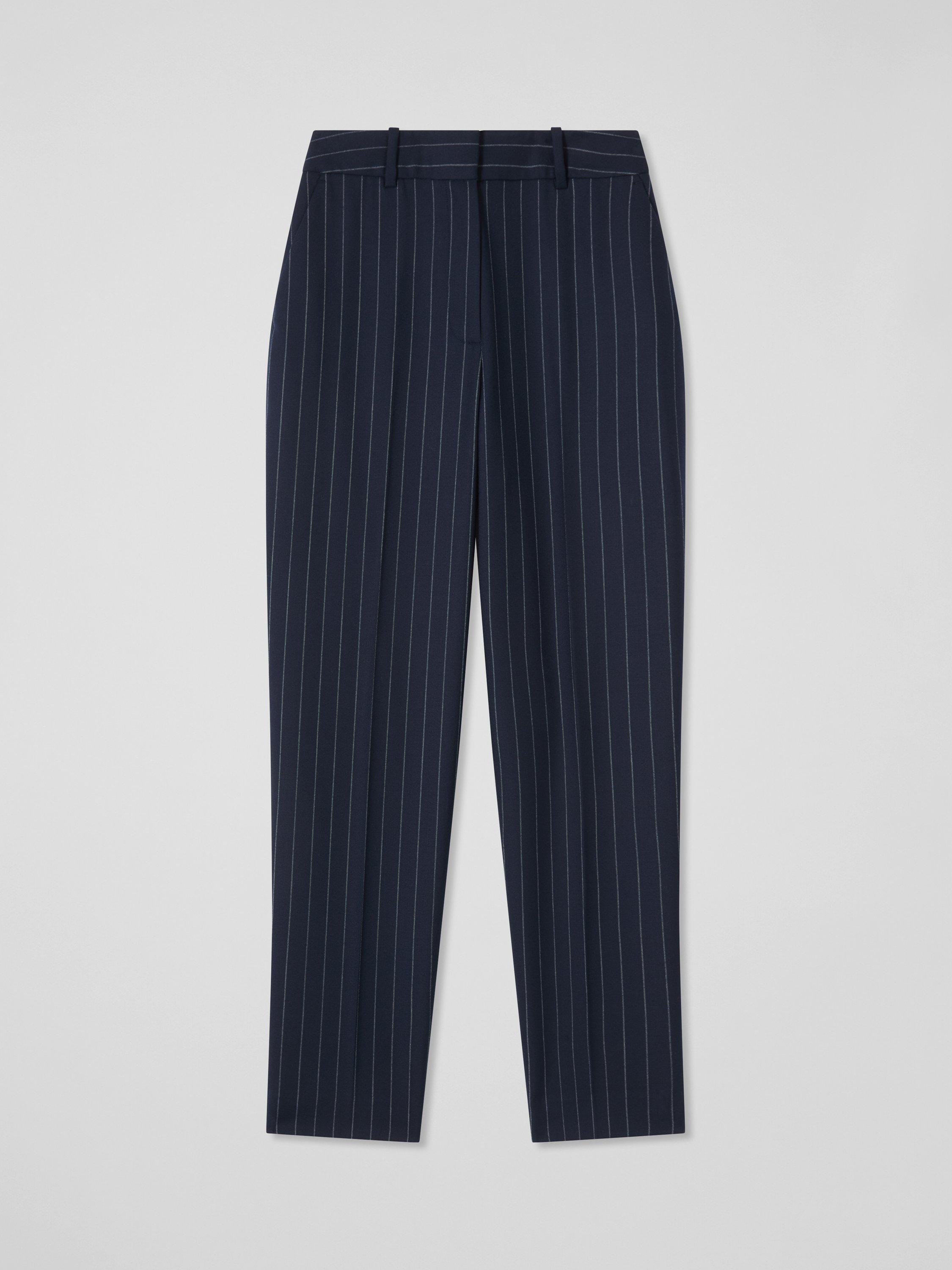 Product image 4 of 4, which shows L.K.Bennett Bella Wool Blend Pinstripe Trousers, Navy, 6