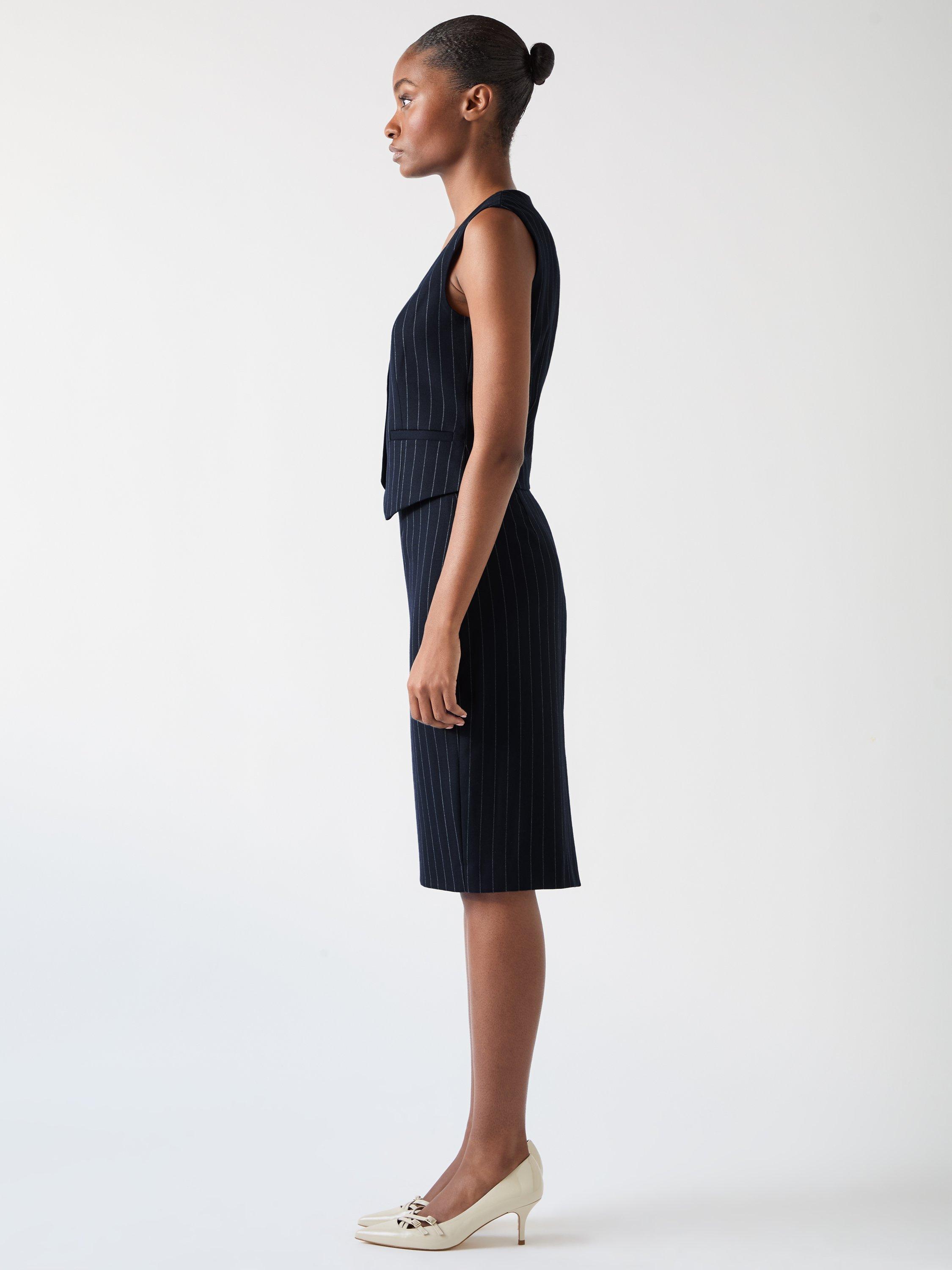 Product image 2 of 5, which shows L.K.Bennett Baxtor Pinstripe Waistcoat, Navy, 6