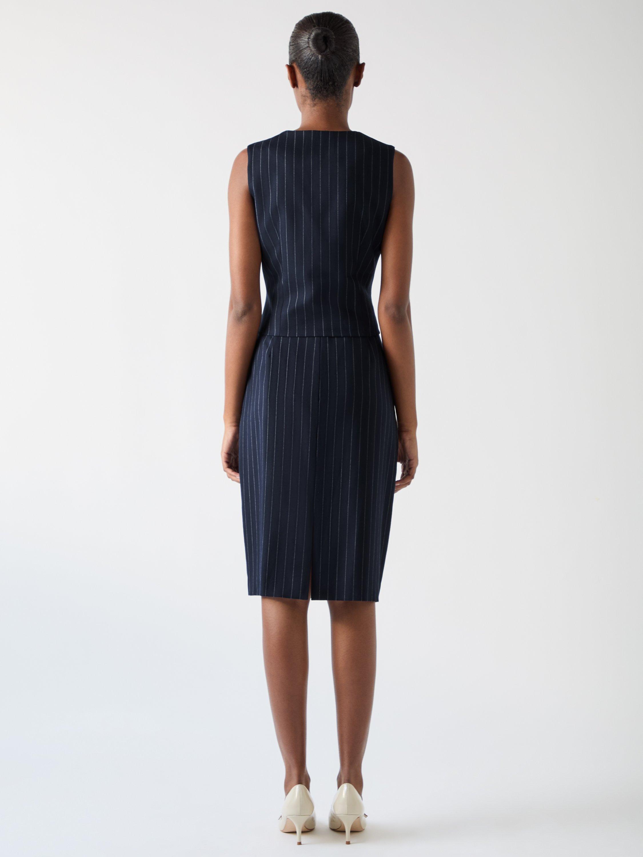 Product image 3 of 5, which shows L.K.Bennett Baxtor Pinstripe Waistcoat, Navy, 6