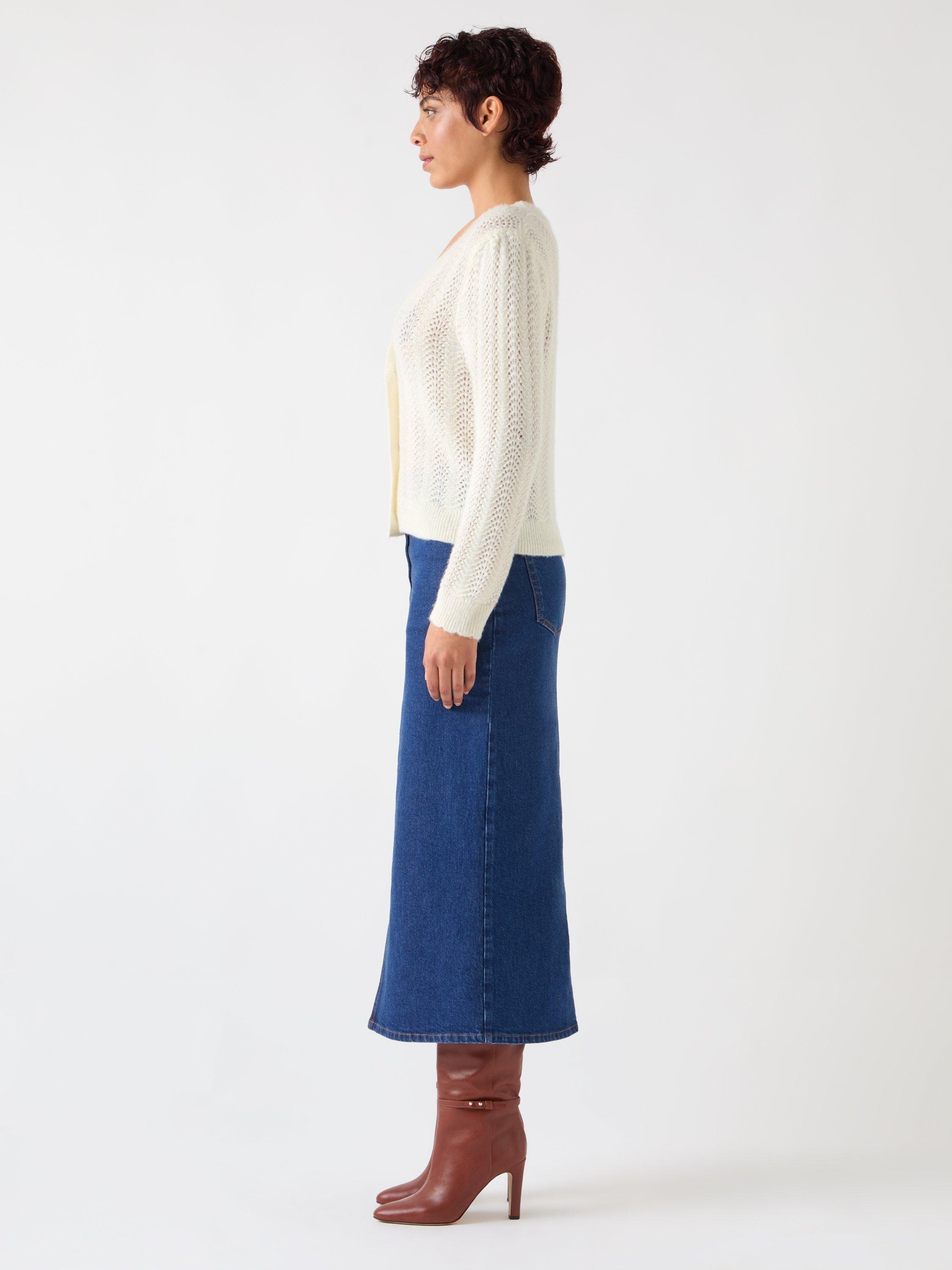 Product image 2 of 5, which shows L.K.Bennett Elodie Wool Blend Stitch Detail Cardigan, Cream, XS