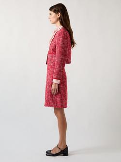 L.K.Bennett Alexa Tweed Frayed Hem Skirt, Red - view 2, Red