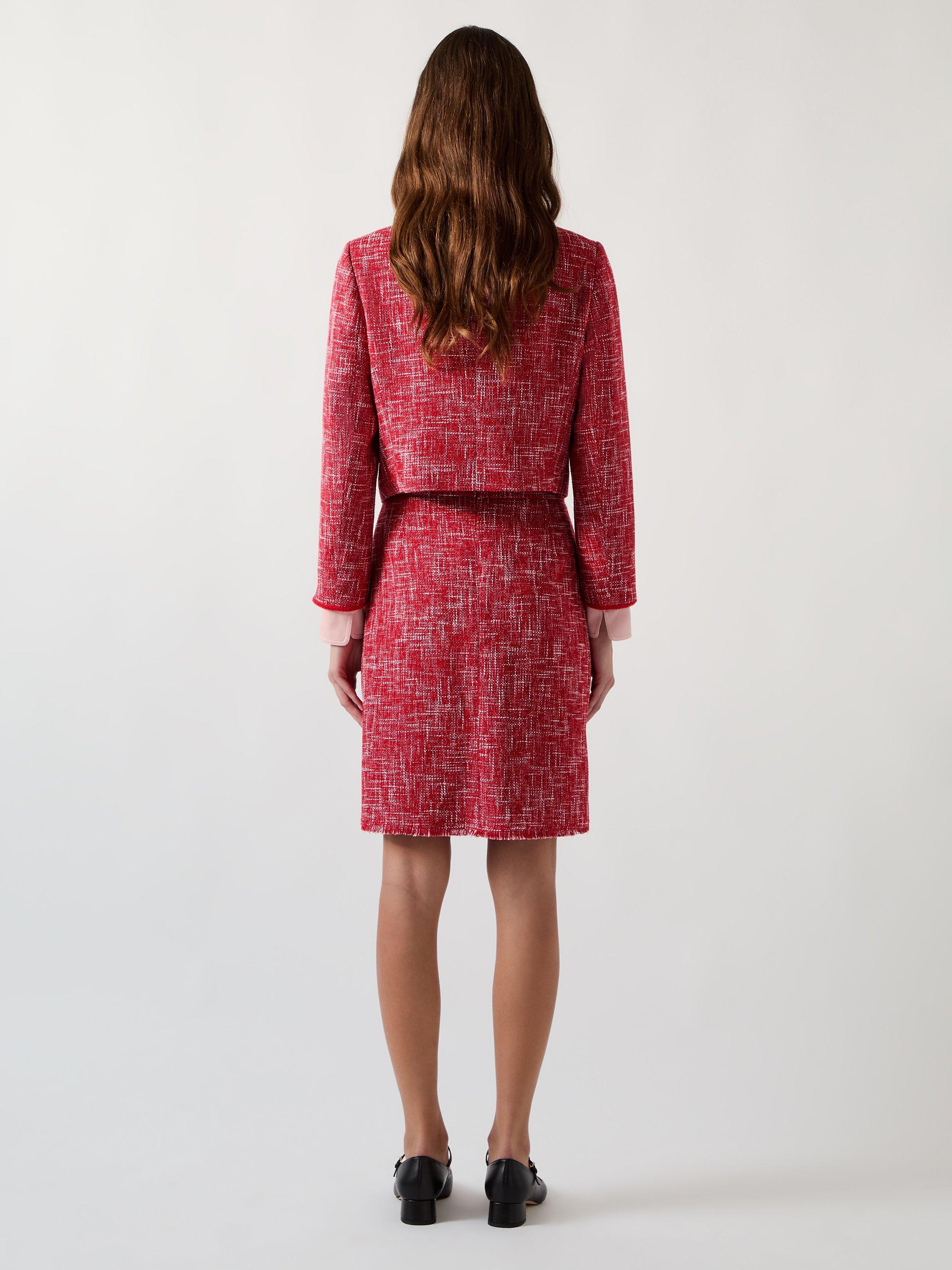 Product image 3 of 4, which shows L.K.Bennett Alexa Tweed Frayed Hem Skirt, Red, 14