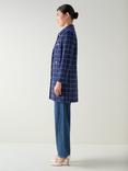 L.K.Bennett Vita Check Tweed Coat, Navy/Cream