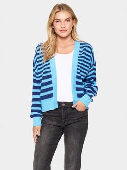 Saint Tropez Ibenmei Stripe Open Neck Cardigan, Blue/Multi