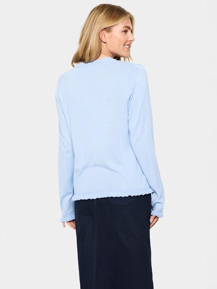 Saint Tropez Ilona Pointelle Cardigan, Chambray Blue - view 2, Chambray Blue