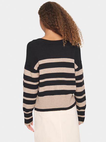 Saint Tropez Inette Stripe Cardigan, Black/Multi - view 2, Black/Multi