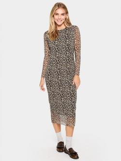Saint Tropez Iara Leopard Print Mesh Midi Dress, Black/Multi, Black/Multi