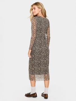 Saint Tropez Iara Leopard Print Mesh Midi Dress, Black/Multi - view 2, Black/Multi