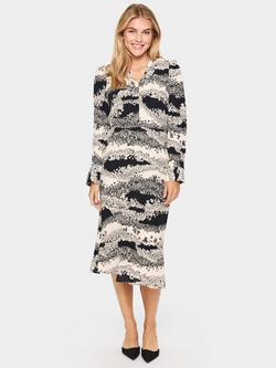 Saint Tropez Iselin Abstract Long Sleeve Dress, Black/White, Black/White