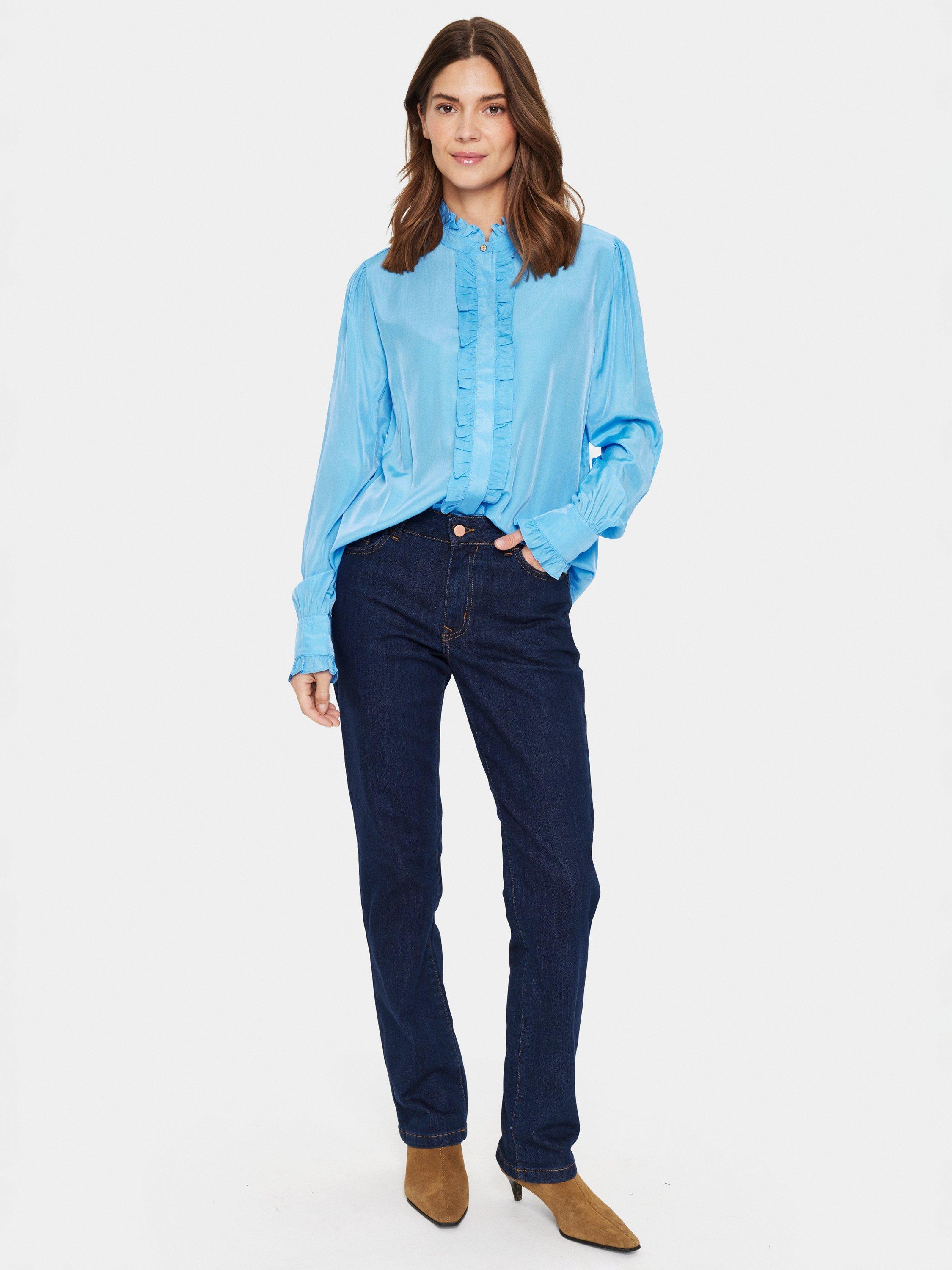 Product image 3 of 6, which shows Saint Tropez Felina Frill Shirt, All Aboard, M