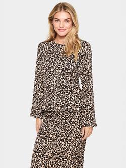 Saint Tropez Ilyssa Leopard Print Flare Sleeve Top, Black/Multi, Black/Multi