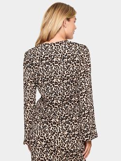 Saint Tropez Ilyssa Leopard Print Flare Sleeve Top, Black/Multi - view 2, Black/Multi