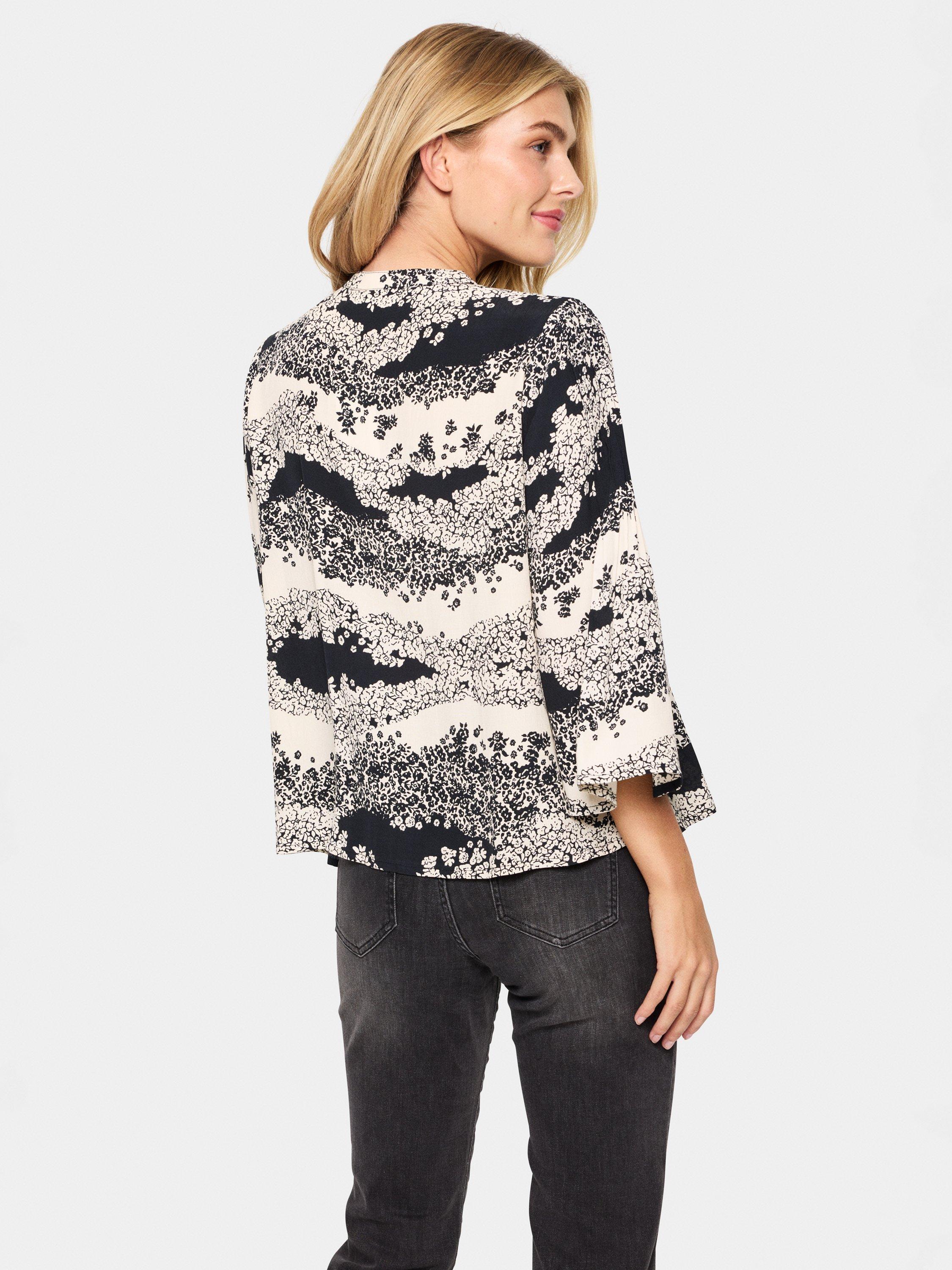 Product image 2 of 6, which shows Saint Tropez Iselin Abstract Print Shirt, Black/White, L