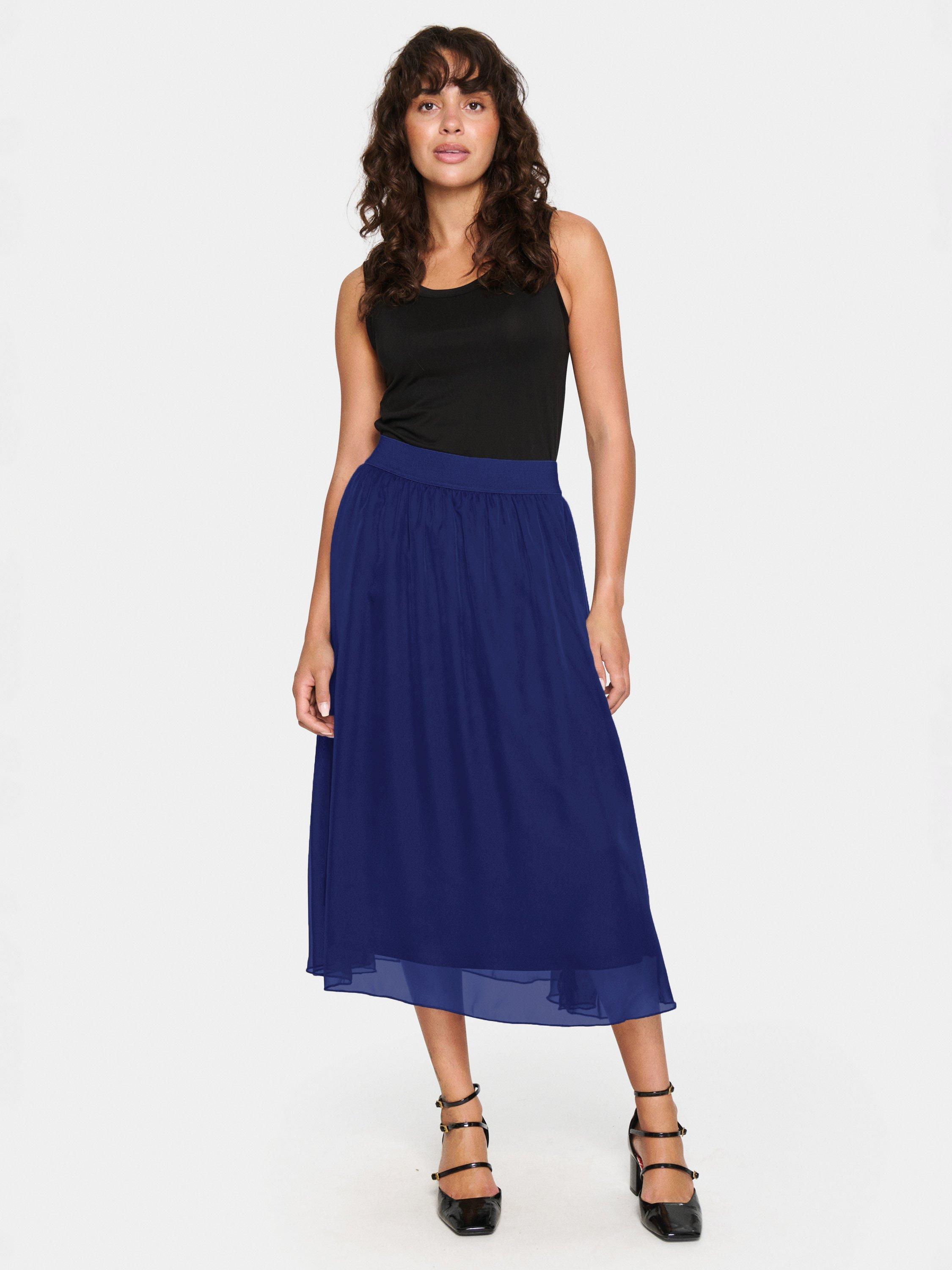 Product image 3 of 6, which shows Saint Tropez Coral Ciffon Midi Skirt, Midnight Sail, XS