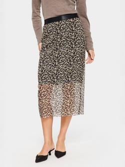 Saint Tropez Iara Leopard Print Skirt, Black/Multi, Black/Multi