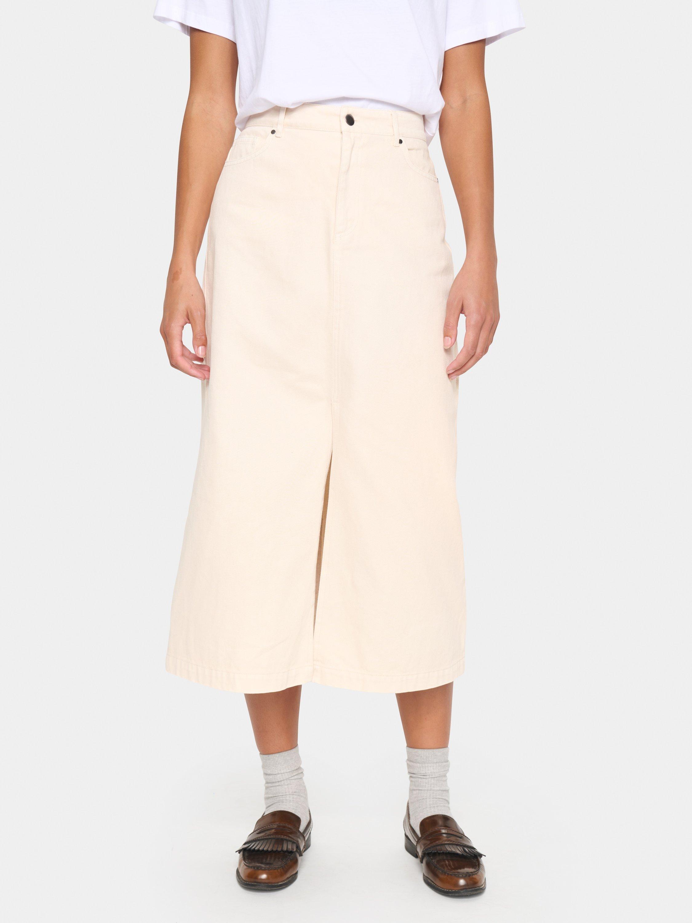 Product image 1 of 6, which shows Saint Tropez Ilu Dyed Denim Skirt, Cream, XS