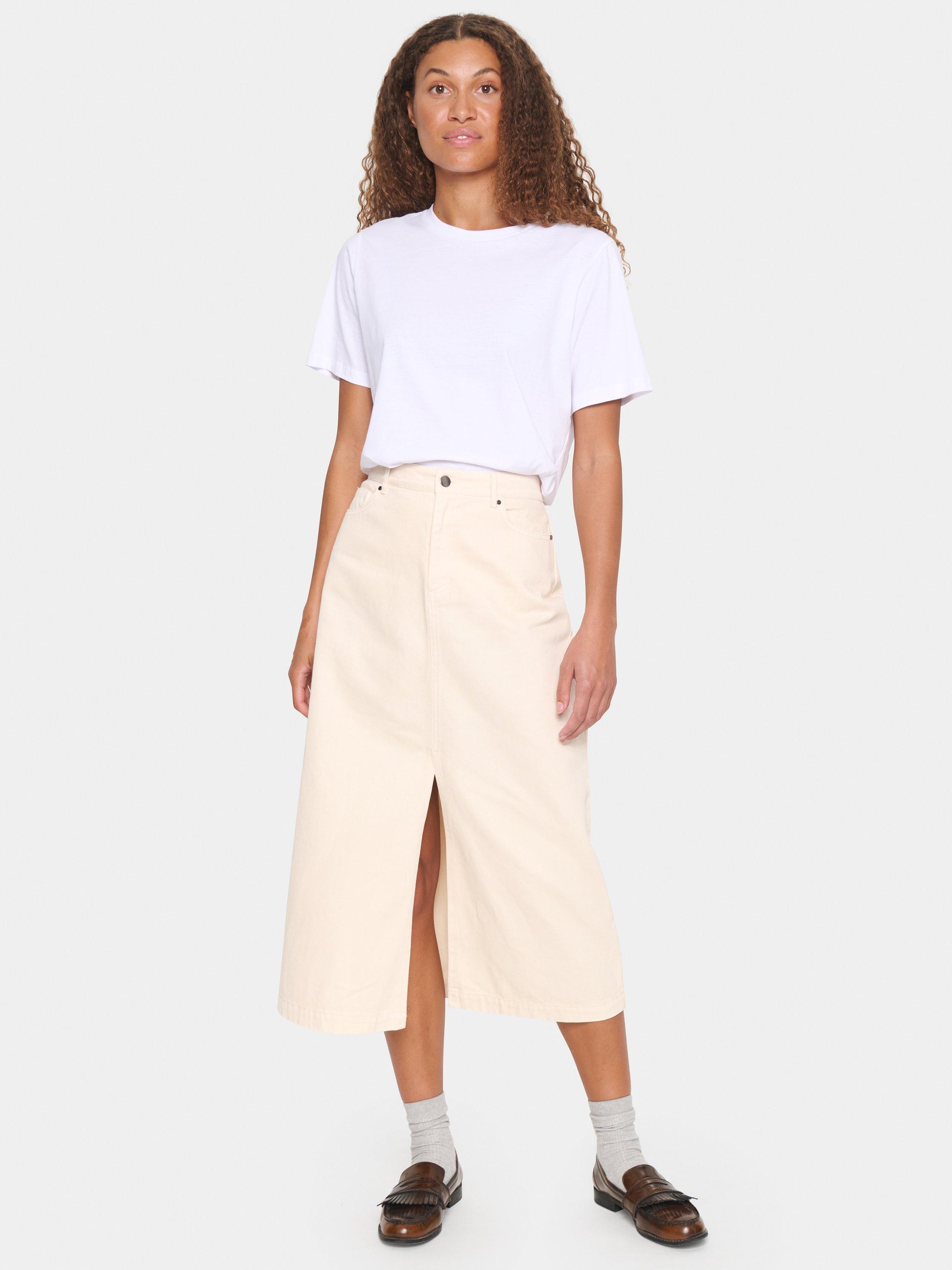 Product image 3 of 6, which shows Saint Tropez Ilu Dyed Denim Skirt, Cream, XS