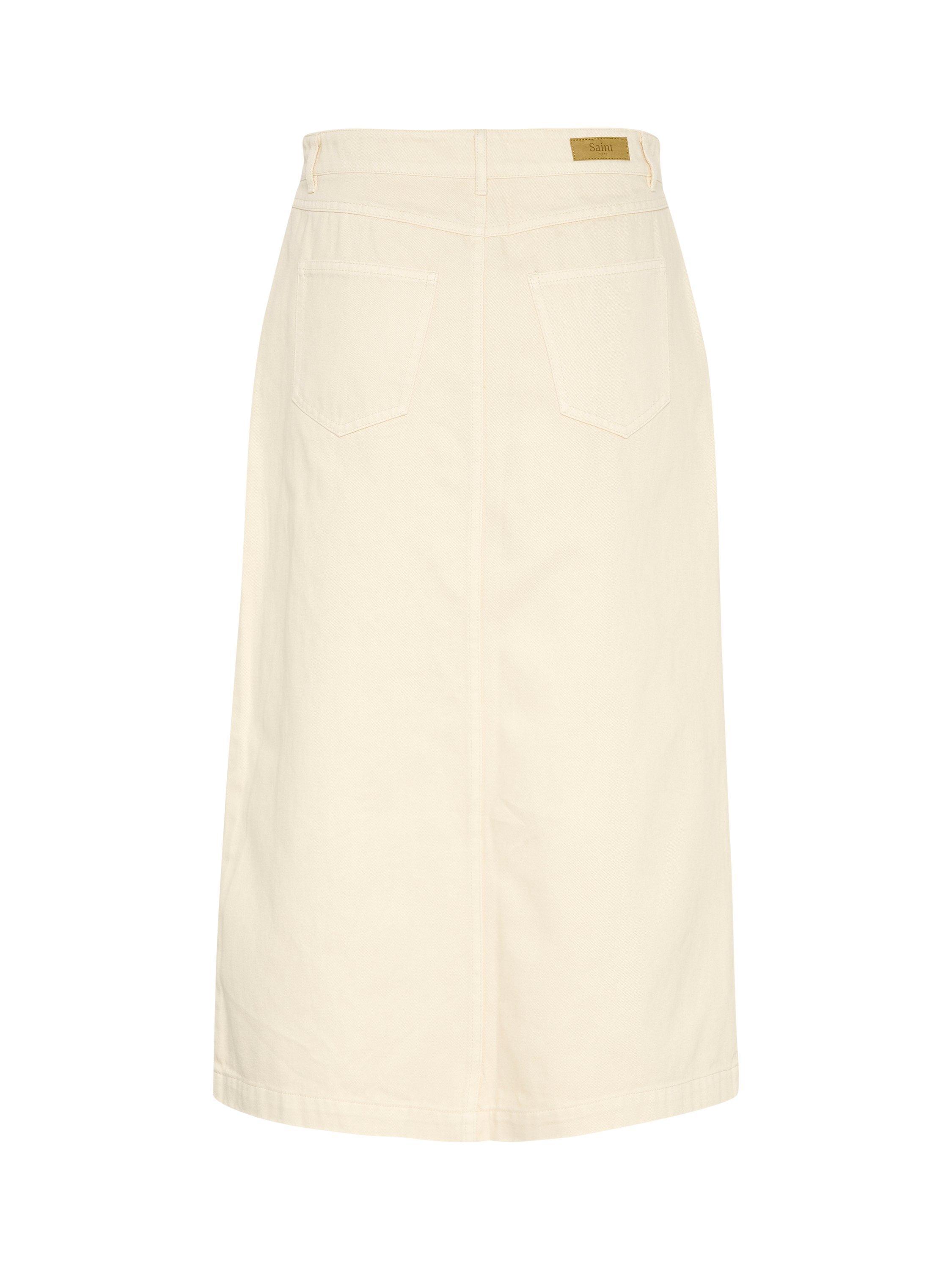 Product image 6 of 6, which shows Saint Tropez Ilu Dyed Denim Skirt, Cream, XS