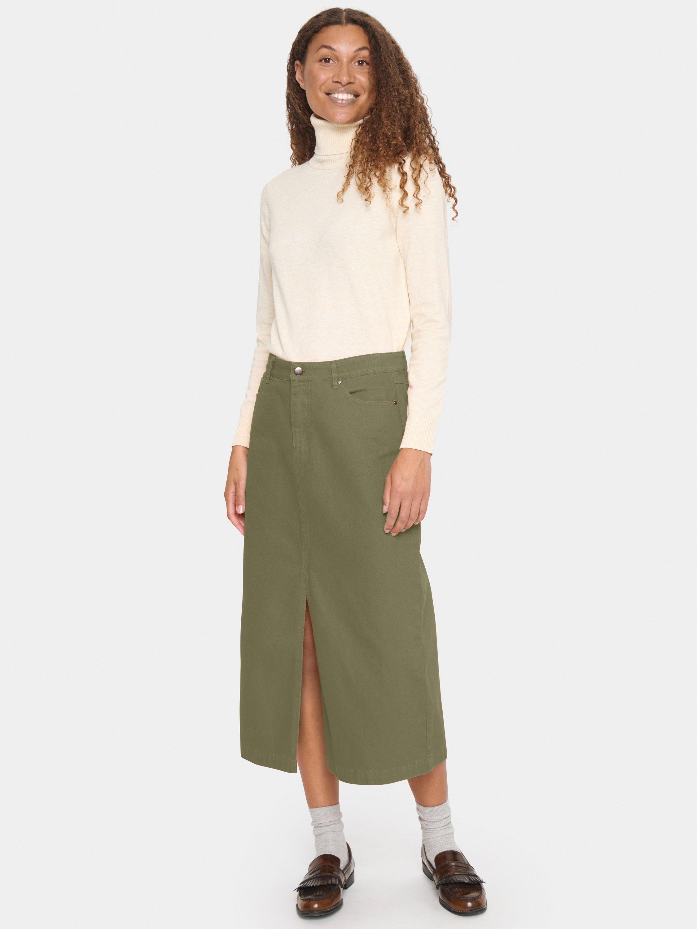 Product image 3 of 6, which shows Saint Tropez Ilu Dyed Denim Skirt, Green, XS