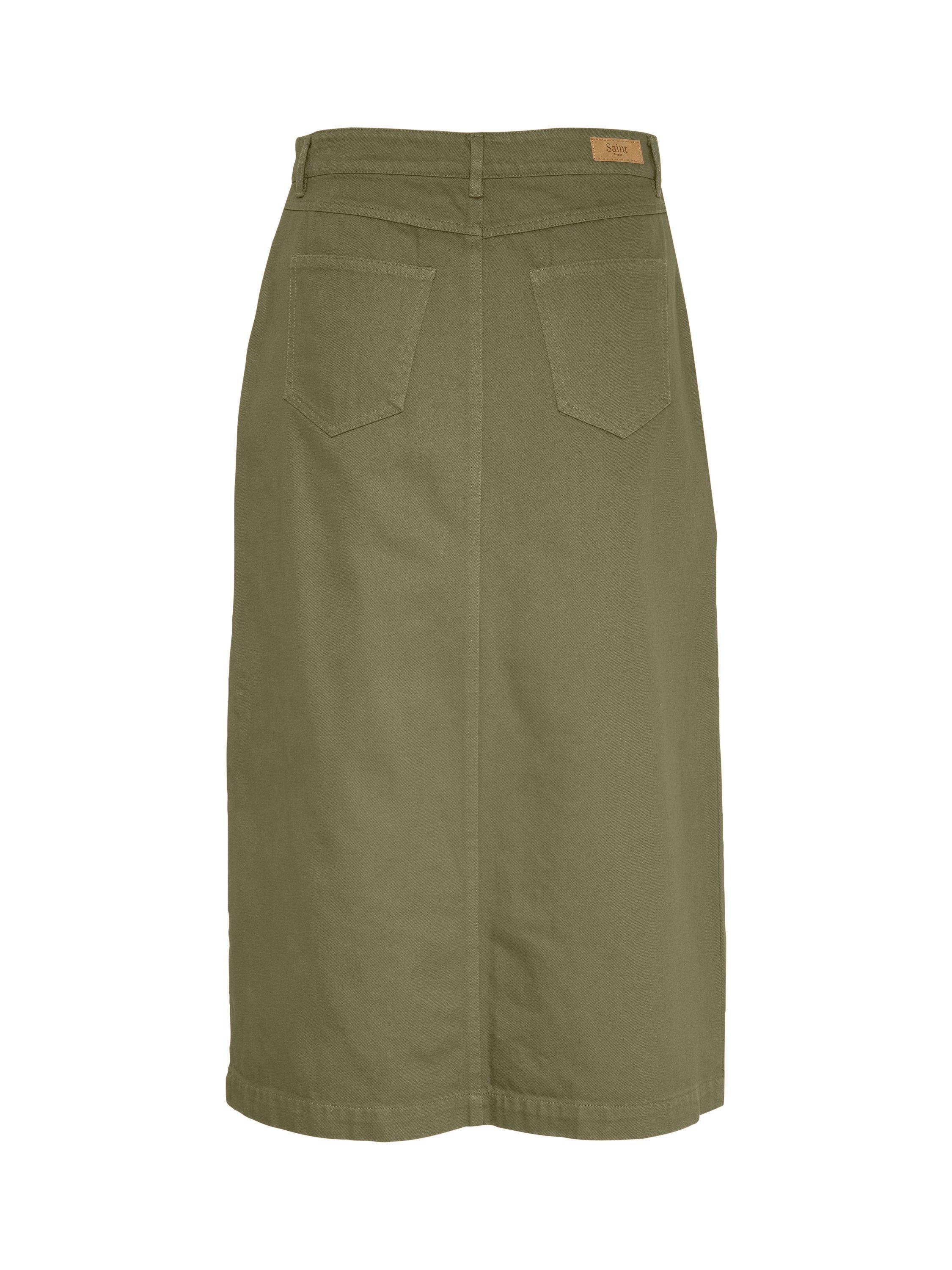 Product image 6 of 6, which shows Saint Tropez Ilu Dyed Denim Skirt, Green, XS
