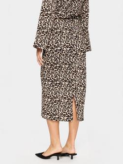 Saint Tropez Ilyssa Leopard Print Skirt, Brown/Multi - view 2, Brown/Multi