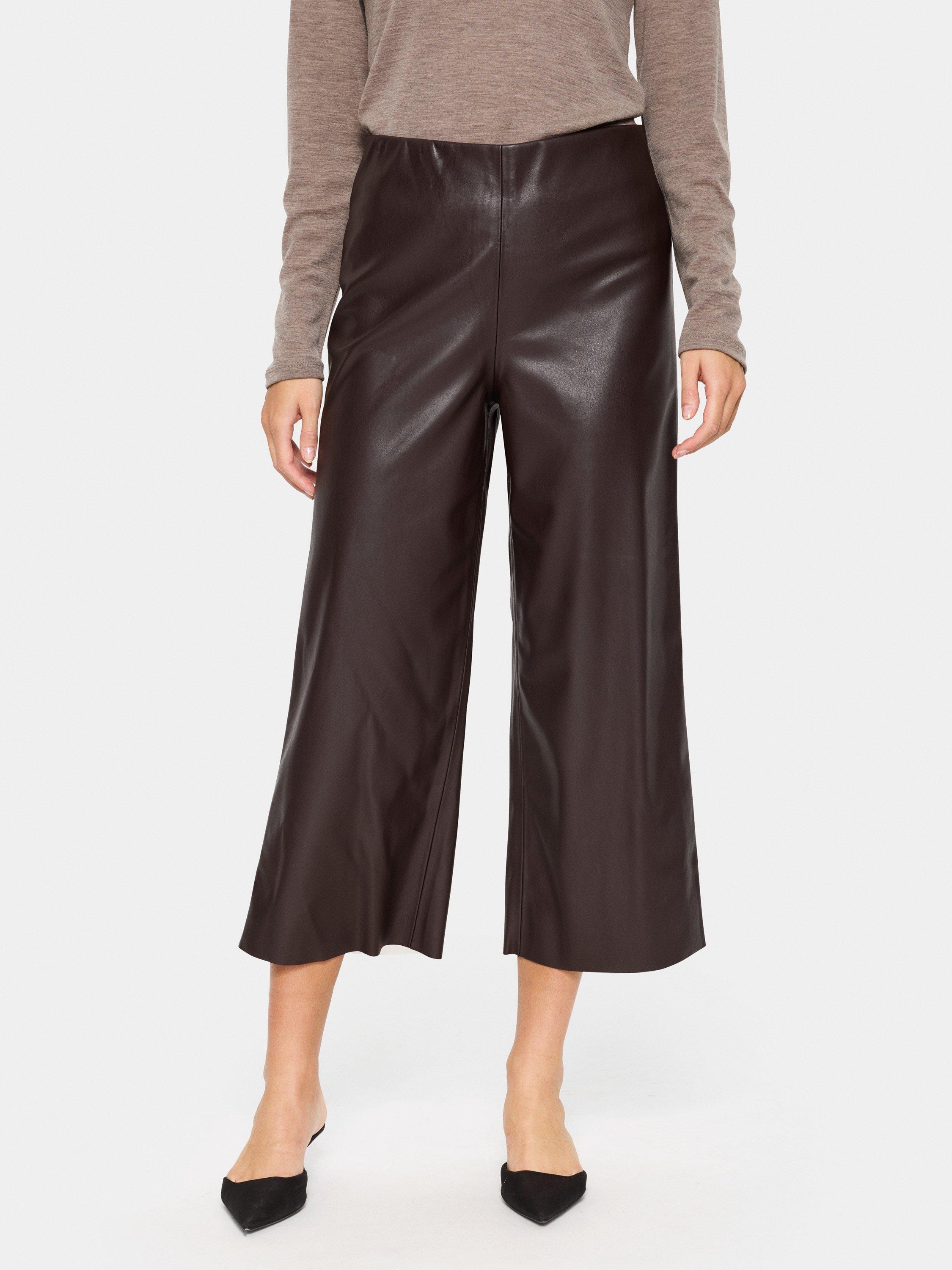 Product image 1 of 6, which shows Saint Tropez Dowie Faux Leather Trousers, Rain Drum, M