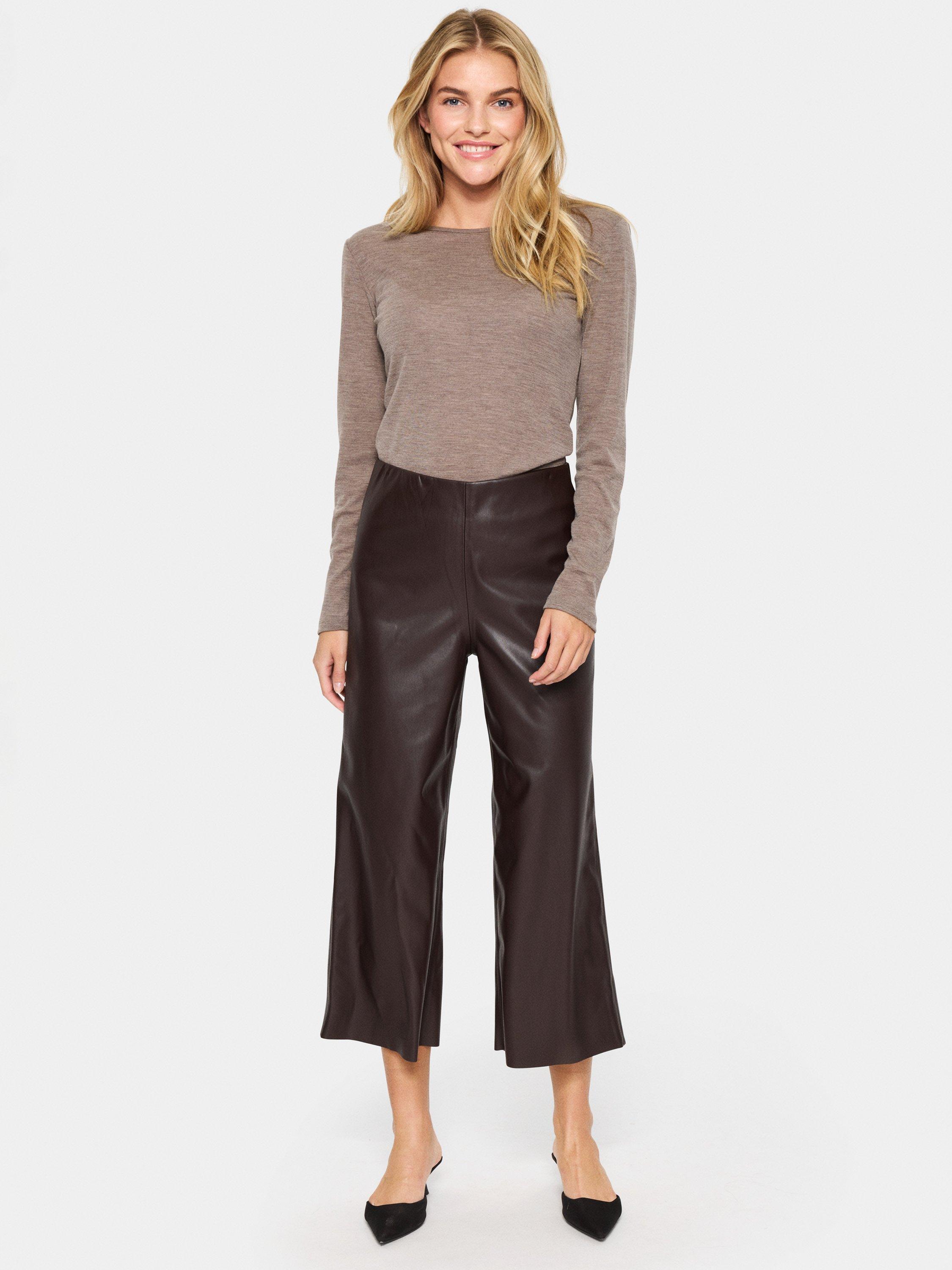 Product image 3 of 6, which shows Saint Tropez Dowie Faux Leather Trousers, Rain Drum, M