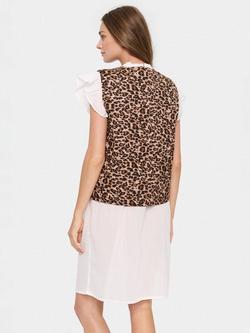 Saint Tropez Evitta Leopard Print Quilted Waistcoat, Black/Multi - view 2, Black/Multi