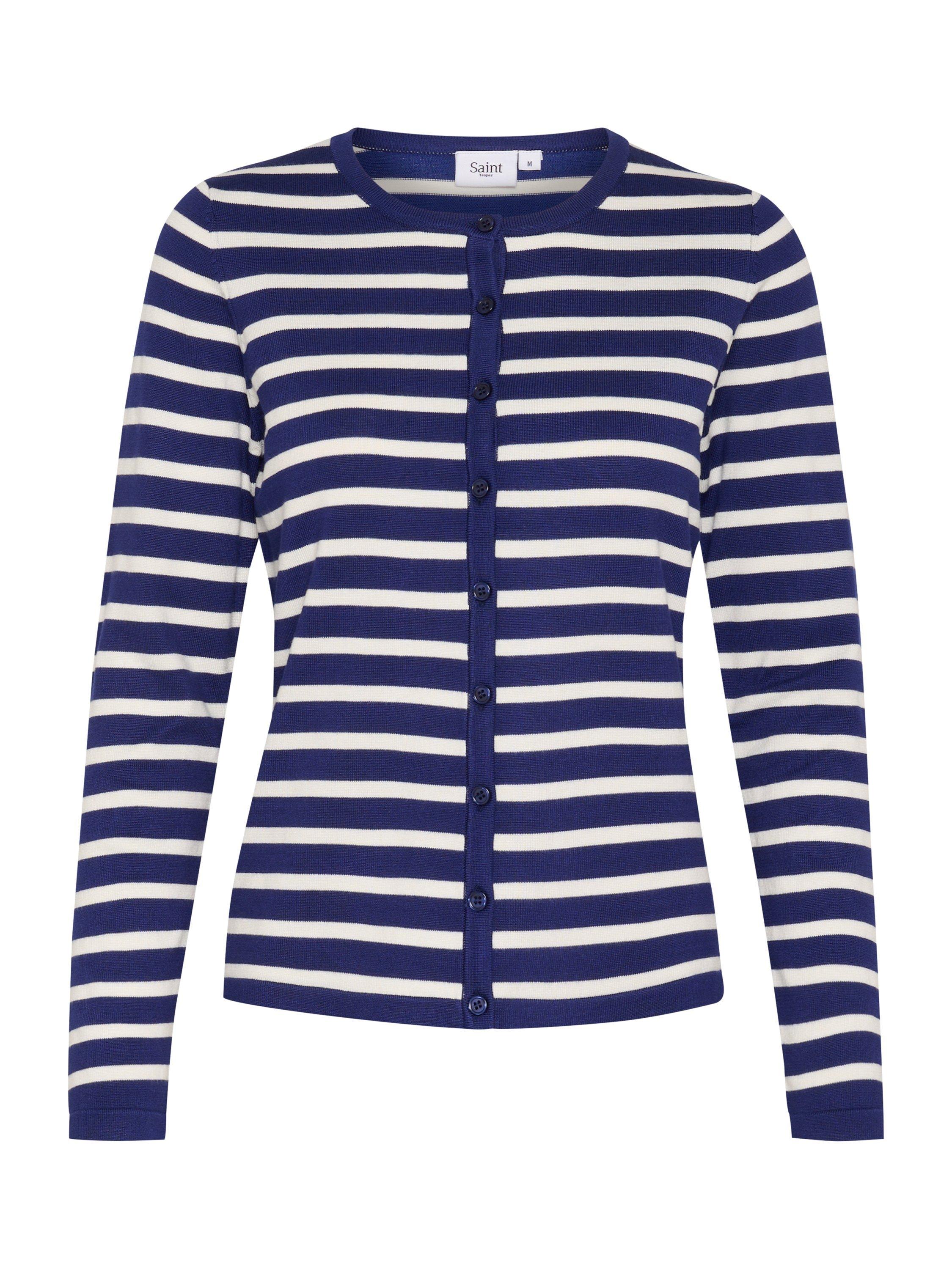 Product image 5 of 6, which shows Saint Tropez Mila Slim Fit Stripe Cardigan, Midnight Sail/White, S