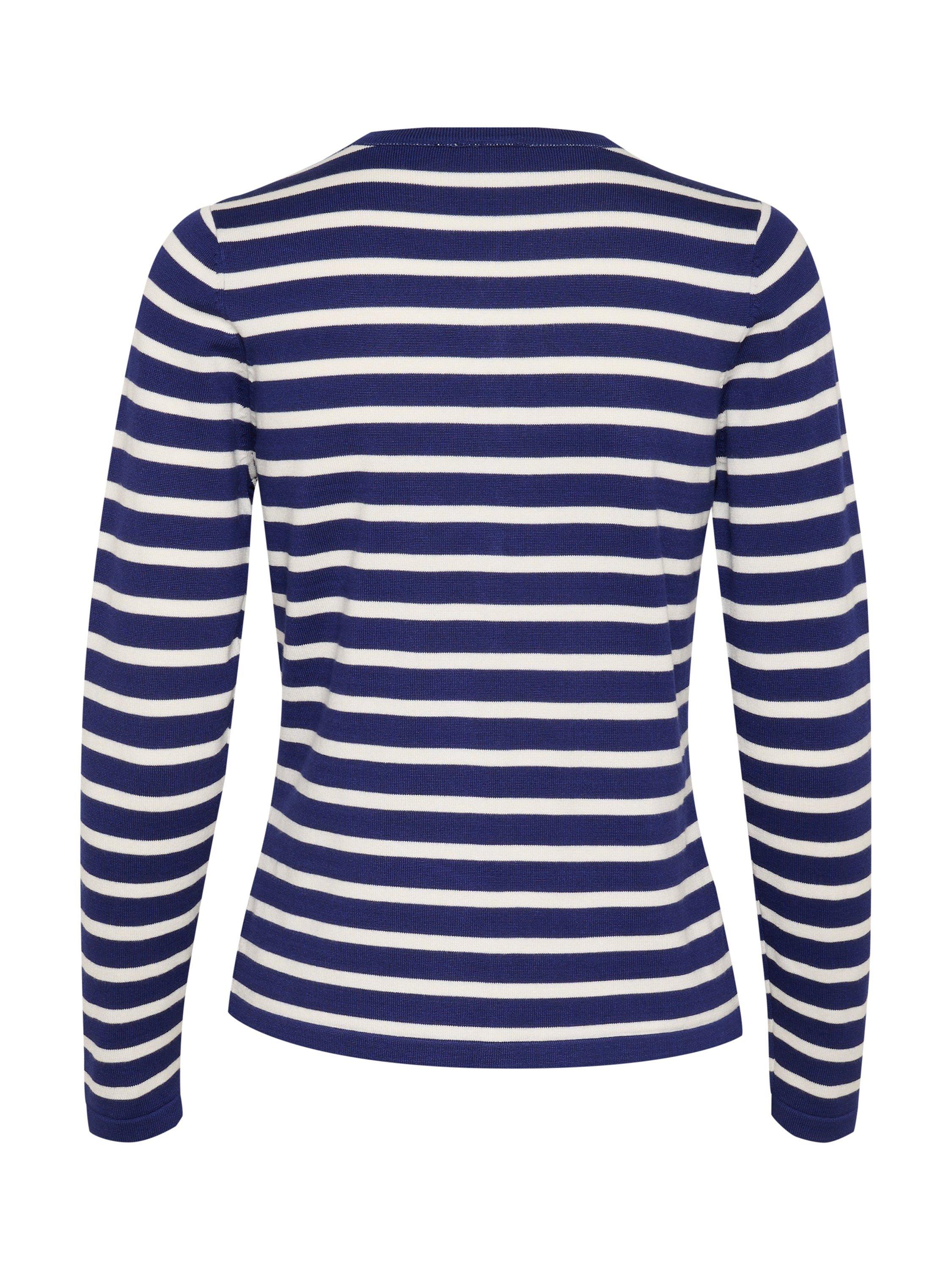 Product image 6 of 6, which shows Saint Tropez Mila Slim Fit Stripe Cardigan, Midnight Sail/White, S