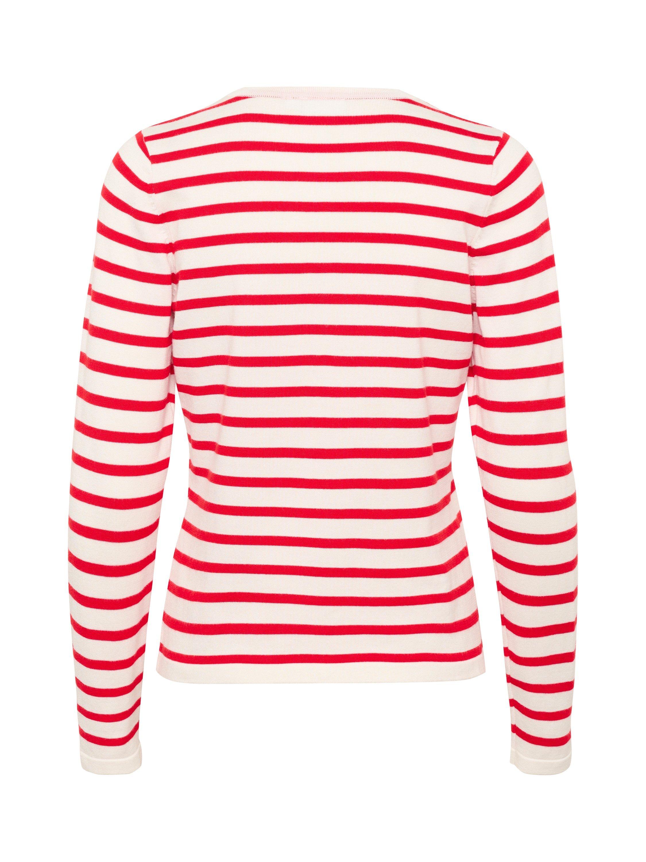Product image 6 of 6, which shows Saint Tropez Mila Slim Fit Stripe Cardigan, Red/White, XS